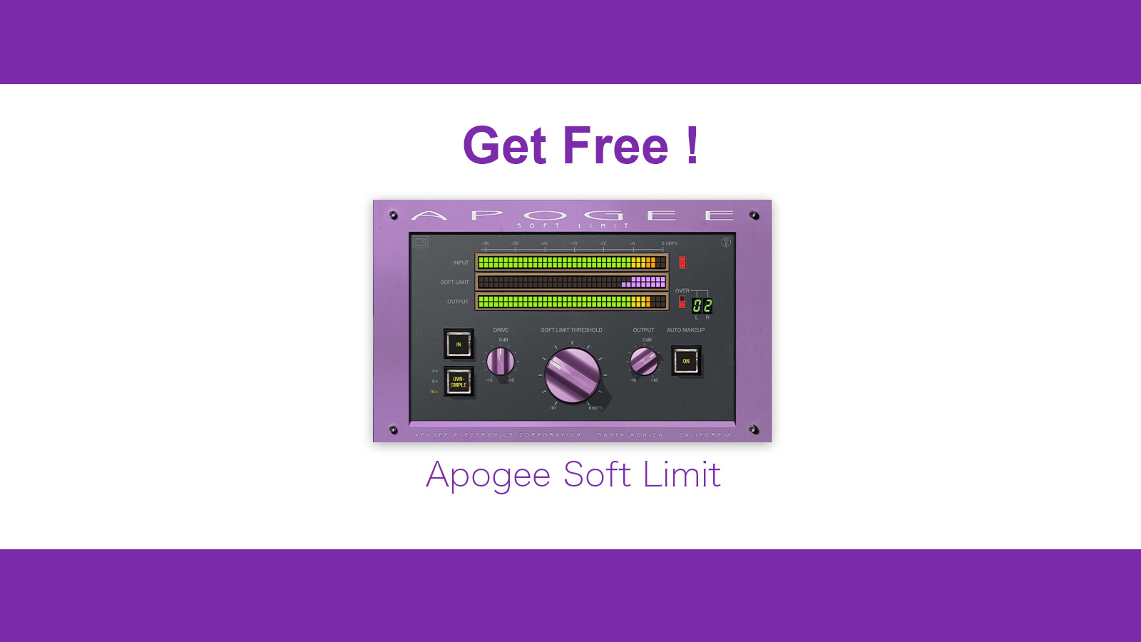 フリープラグイン Apogee Soft Limit リリース