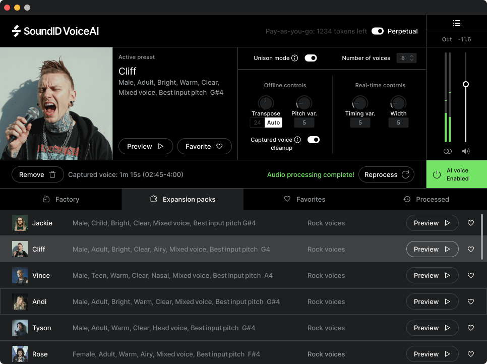 SoundID VoiceAI Expansion Pack Rock Voices